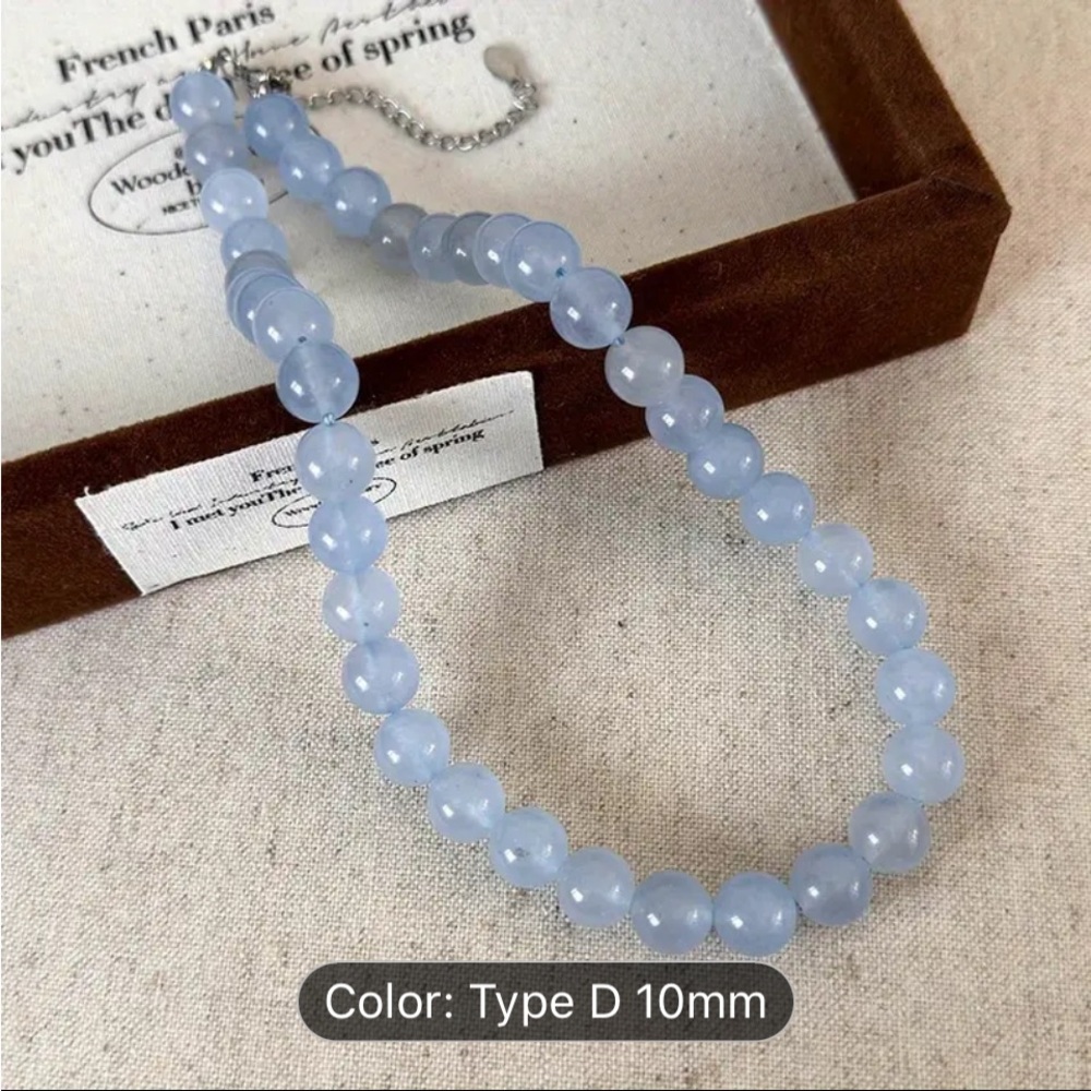 Elegant Blue 10mm Beaded Necklace - Picture 5 of 5